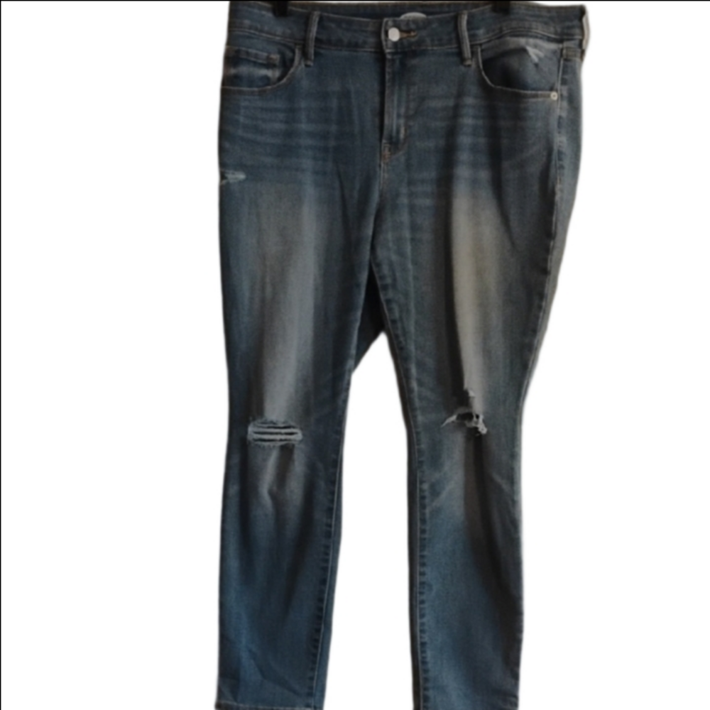Old Navy Blue Ankle Pop Icon Skinny  Cropped Jeans. Size 14 Short.